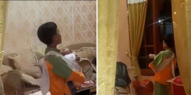 Aksi Bocah Hafalan Alquran Sambil Gendong Adik Banjir Doa dan Pujian