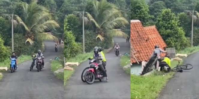 Usai Gowes Order Ojol Buat Tarik Sepeda, Endingnya Malah Nyungsep: Emak-emak Malah Nyusahin