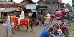 Heboh Pengantin di Pati Diarak Naik Kuda Bawa Seserahan Mobil Mewah: 'Doni Salmanan Lewat'