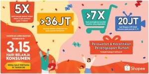 Shopee 3.15 Hari Belanja Konsumen Berlangsung Meriah, Ada Lebih dari 7 Kali Peningkatan Jumlah Voucher yang Digunakan Lho!