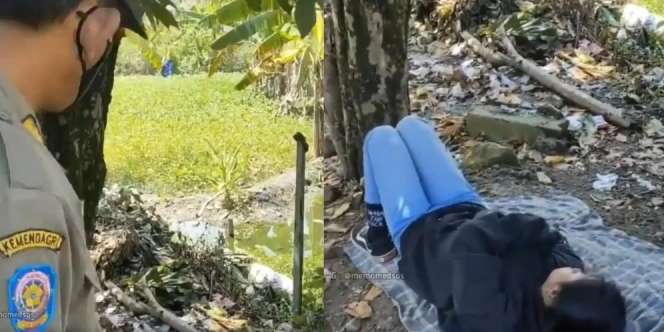 Sejoli Berbuat Asusila di Bawah Pohon Digerebek Satpol PP, Cowoknya Kabur Tinggalkan Ceweknya yang Pura-Pura Tidur