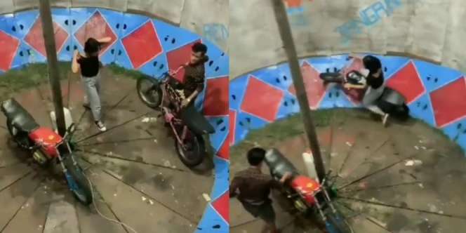 Ngeri-ngeri Sedap, Cewek Cantik Pamer Atraksi Jadi Joki Tong Setan, Netizen: 'Takut Loncat Motornya'