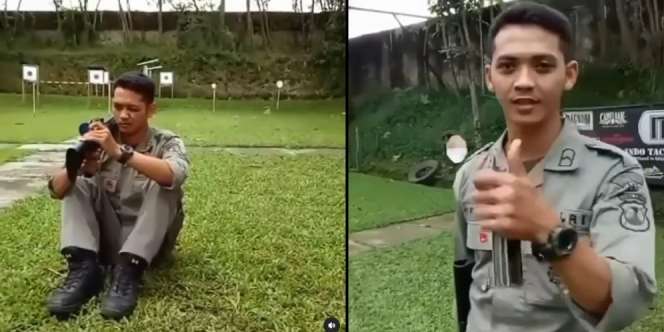 Kerennya Aksi Brimob yang Menembak Sambil Membelakangi Target