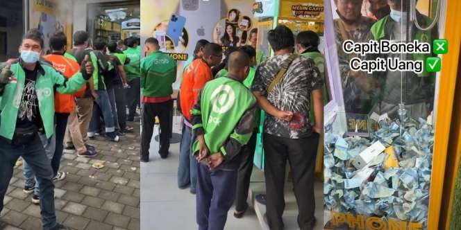 Viral, Mesin Capit Berhadiah Uang dan iPhone di Bali Diserbu Ojol, Netizen: 'Pantes Pesanan Lama Banget'