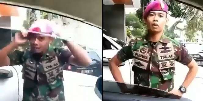 Kocak! Prajurit TNI Asik Ngaca di Mobil, Tak Sadar Ada Pemilik di Dalamnya Buka Kaca