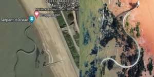 Viral Video Penampakan Kerangka Ular Raksasa di Tepi Pantai Terlihat dari Satelit, Disebut Mirip Makhluk Purba Titanoboa