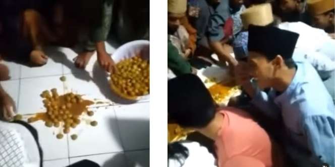 Heboh! Makanan Disajikan di Lantai Diduga untuk Santri, Warganet: Bukan Ajaran Islam