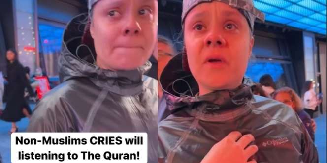 Reaksi Bule Pertama Kali Dengar Ayat Quran di Times Square New York, Menangis hingga Meminta Mushaf