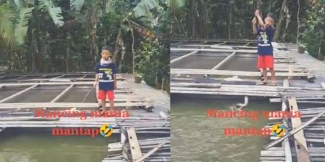 Bocah Mancing Ikan di Kolam, Endingnya Bikin Nyesek