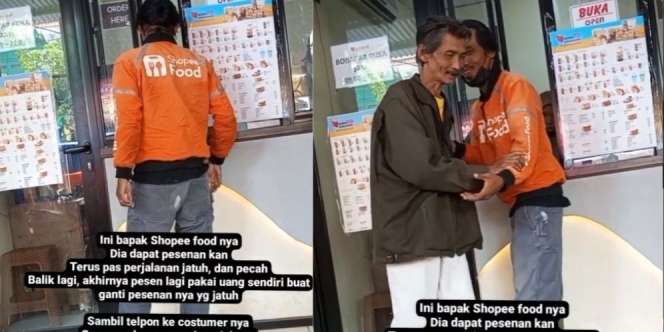 Tak Tega Lihat Driver Ojol Ganti Order yang Terjatuh, Pria Lansia Tawarkan Diri Bayar Pesanan