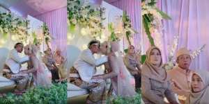 Heboh Momen Pengantin Pria Mau Cium Bibir Istri di Pelaminan, Ekspresi Bapak Pengantin Wanita Curi Perhatian