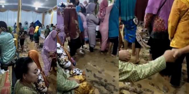 Area Resepsi Pernikahan Becek dan Berlumpur Mirip Sawah Hingga Semua Terpaksa 'Nyeker', Netizen: 'Abis Acara Tanam Padi'
