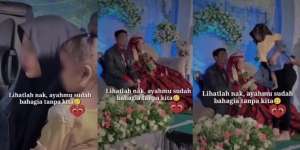 Pilu! Digendong Ibunya Bocah Perempuan Lihat Ayahnya Nikah Lagi, Netizen: Anak Memang Selalu Jadi Korban