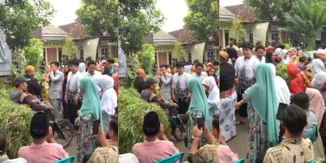 Prosesi Nikah Auto Buyar Pas Pemotor Santuy Minta Buka Jalan, Pengantin Cuma Bisa Cekikikan