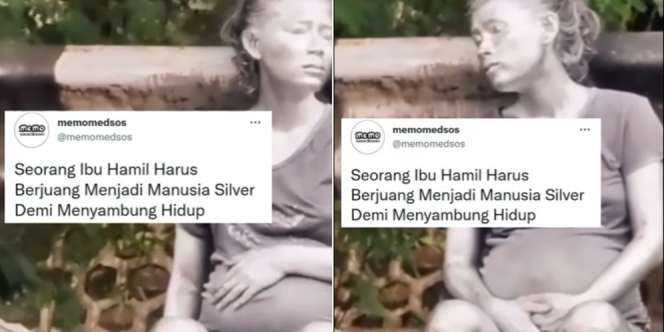 Viral Wanita Hamil Rela Jadi Manusia Silver Demi Menyambung Hidup