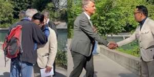 Foto Haru Penyelamat Adik Eril Peluk Ridwan Kamil Saat Ditemui Wali Kota Bern