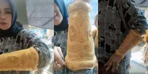 Heboh Emak-emak Pamer Gelang Emas Raksasa Seukuran Lengan, Mirip Sarung Tangan Thanos