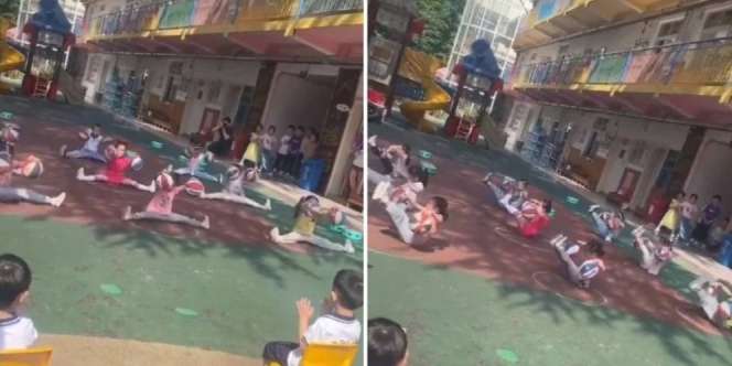 Viral Video Kompaknya Latihan Fisik Anak TK di China