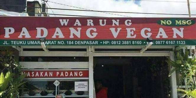 Setelah Heboh Rumah Makan Padang Non Halal, Kini Muncul Warung Padang Vegan