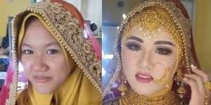 MUA Sulap Model Jadi Mirip Evie Tamala dengan Riasan Khas Pengantin India