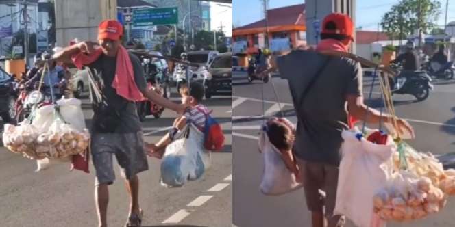 Bukti Nyata Film The Pursuit of Happyness, Penjual Lontar Memanggul Anak di Pikulan Dagangan