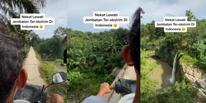 Momen Seberangi Jembatan Ekstrem yang Panjang dan Sempit, Oleng Sedikit `Auto Beda Alam`