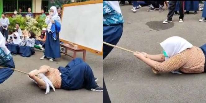 Viral Video Lomba Tarik Tambang Antarkelas, Totalitas Perjuangan Siswi Paling Belakang Jadi Sorotan