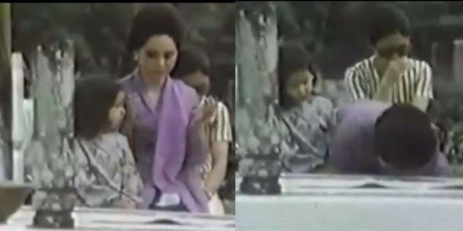 Jarang Terekspos, Potret Ratna Sari Dewi Menangis hingga Cium Makam Soekarno