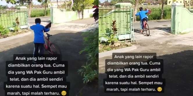 Aksi Bocah Ambil Rapor Kenaikan Kelas Tanpa Didampingi Orang Tua, Kisah di Baliknya Bikin Mewek