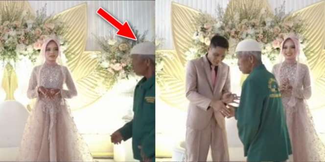 Sudah Pose Serius Buat Video Estetik di Pelaminan, Eh Malah Ambyar Gegara Kakek Nyelonong Buat Kasih Selamat