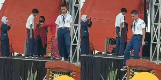 Momen Siswa Berprestasi Usai Dapat Penghargaan, Pas Turun Tangga Endingnya Bikin Ngakak: 'Malah Main Perosotan'