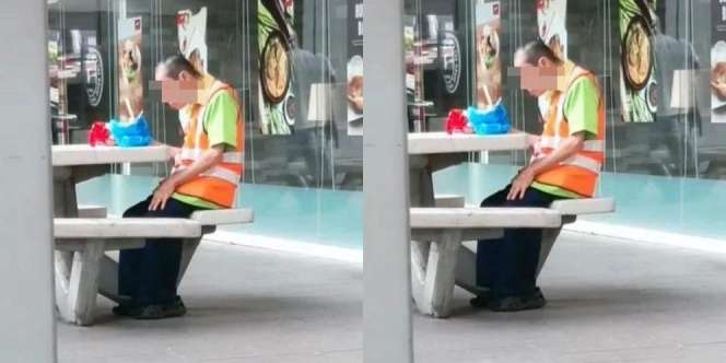 Lihat Kakek Petugas Kebersihan Sarapan Sendiri, Wanita Ini Langsung Traktir Makanan, Alasannya Mengharukan