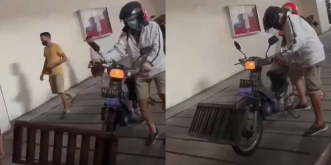 Ban Motor Tersangkut Penutup Selokan Malah Dijadiin Konten Kocak, Warganet Geram