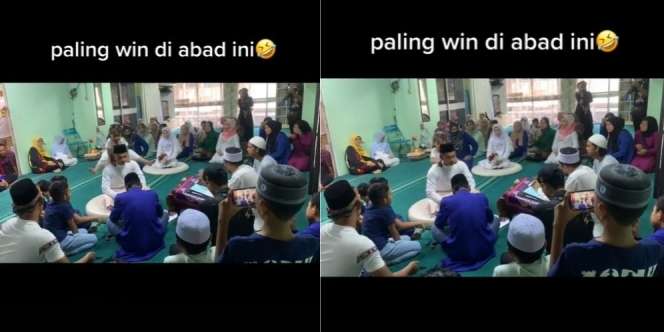 Ngakak! Bocah Ini Tiba-Tiba Lompat ke Bahu Pengantin Pria Saat Ijab Kabul