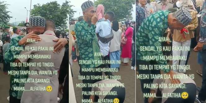 Momen Haru Kaki Ayah Dicium Polisi Baru Dilantik, Dari Sandalnya Sang Putra Wujudkan Cita-Cita