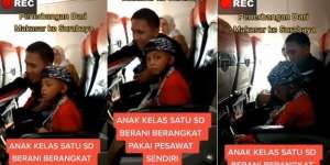 Viral Video Bocah Kelas 1 SD Naik Pesawat Sendirian Tanpa Ortu dari Makassar ke Surabaya