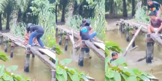 Jahilnya Kelewatan Mau Ceburkan Teman ke Kali, Eh Malah Nyemplung Sendiri: Karma Dibayar Kontan
