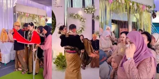 Kisah Pengantin Wanita Pakai Kruk dan Dibopong Mempelai Pria di Hari Pernikahannya, Bikin Nangis Para Tamu Undangan
