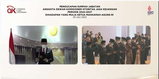 Dewan Komisioner OJK Periode 2022-2027 Resmi Dilantik, Sang Ketua Hadir Terpisah