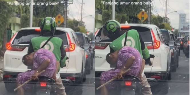 Tak Tega Lihat Ibu Keterbatasan Fisik Jalan, Sopir Ojol Ini Langsung Tawarkan Tumpangan Gratis, Aksi Mulianya Banjir Pujian