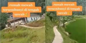 8 Potret Rumah Mewah 2 Lantai Tersembunyi di Tengah Sawah, Netizen Salfok Jalan Masuknya!