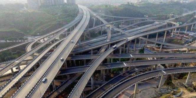 Penampakan Jalan Layang Paling Rumit di China, Alat Navigasi GPS Ikutan Pusing
