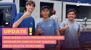 Aksi Kiran Cucu Presiden Soekarno Bersihkan Sungai dari Sampah Bikin Salfok Warganet