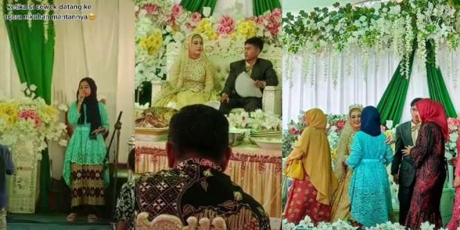Datang ke Pernikahan Mantan, Gadis Ini Sumbang Lagu Aku Bukan Jodohnya, Pengantin Pria Auto Salting depan Istri