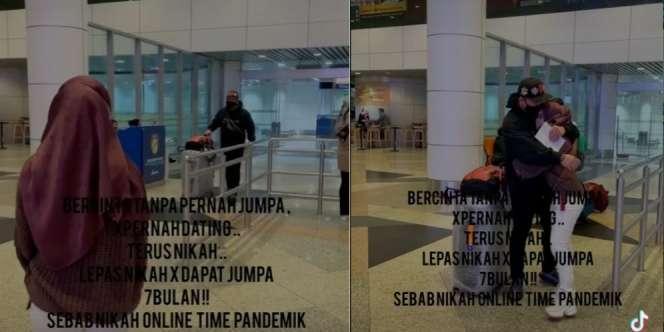 Menikah Online, Pasangan Ini Baru Bertemu 7 Bulan Usai Pernikahan, Momen Pertemuannya Bikin Haru