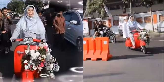 Ibu Mempelai di Majalengka Antar Putra Menikah Pakai Vespa, Cerita di Baliknya Bikin Haru