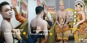 Gegara Pakai Busana Dodotan, Pengantin Pria Jalani Proses 'Pemutihan' Kulit Dadakan, Netizen: Untung Gak Jadi Manusia Silver