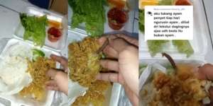 Asyik Makan Nasi Ayam Penyet di Warung Kaki Lima, Kaget Ada Daging Hitam dan Panjang Mencuat, Netizen: Ekor Tikus?