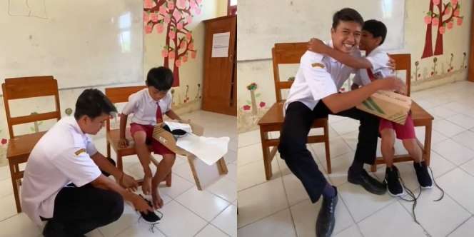 Haru, Aksi Pak Guru Belikan Sepatu Baru Buat Siswanya, Endingnya dapat Pelukan Hangat