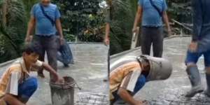 Pertemanannya Sudah Sangat Dalam, Gaya Bercanda Dua Pekerja Bangunan Ini Bikin Syok Netizen